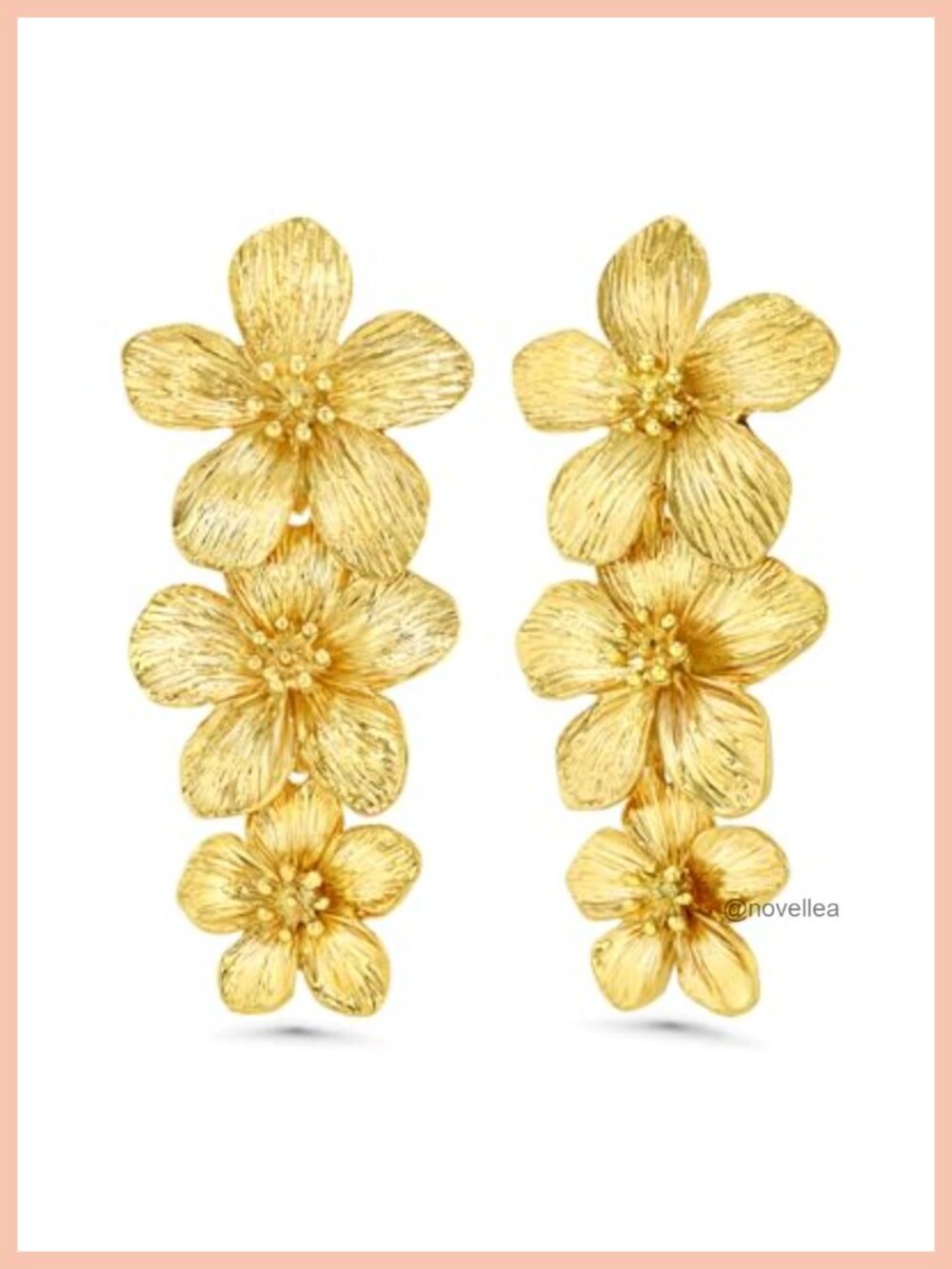 18K Gold Plated Large Chunky Flower Statement Earrings for Women